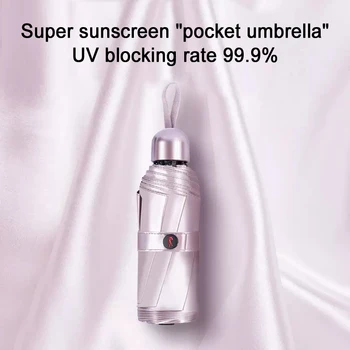 1 ADET Mini Katlanır Güneşlik Şemsiye, Ultra güçlü Ultraviyole Koruma UPF50+, Küçük ve Taşınabilir Çok Renkli kadın Şemsiye
