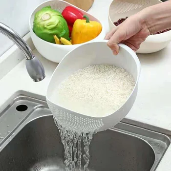 1 ADET Pirinç Elek Plastik Kevgir Mutfak Drenaj Sepeti pirinç kasesi Meyve Sebze Yıkama Süzgeç Sepeti Lavabo Drenaj mutfak gereçleri