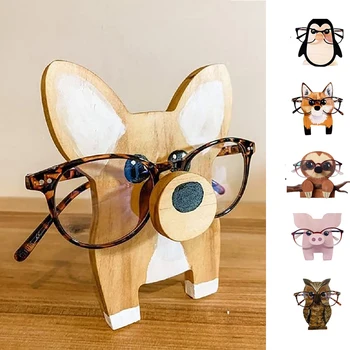 1 Adet Sevimli Hayvan Tilki Kedi Gözlük Rafı Çocuk Noel doğum günü hediyesi Ahşap Ev Dekor Süsler Gözlük Ekran Gözlük Tutucu