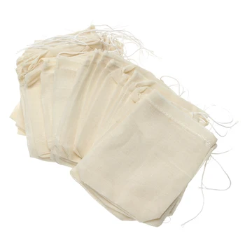 10 Adet 8x10cm İpli pamuklu çantalar Süzme Muslin çantalar yeniden kullanılabilir poşet Sabun Ot