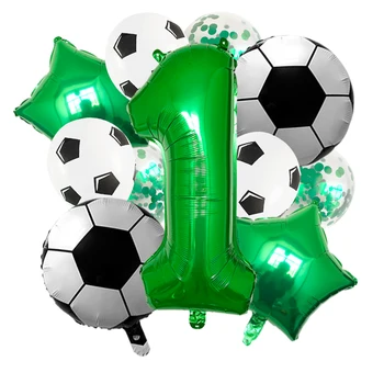 11 Adet Helyum Folyo Globos Futbol Balonlar Doğum Günü Partisi Süslemeleri Çocuklar Çocuk 32 İnç Yeşil Numarası Topu Futbol Parti Malzemeleri