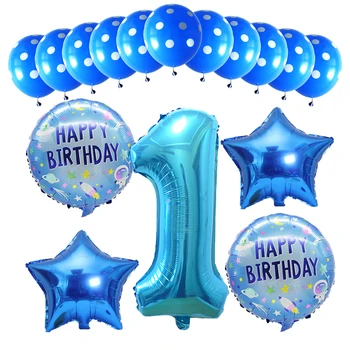15 adet 32 inç Mavi Numarası Folyo Lateks Balonlar Bebek Duş Doğum Günü Partisi Dekorasyon 1st Yaşında Doğum Günü Partisi Olay Malzemeleri