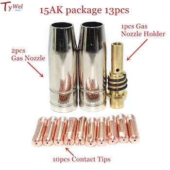 15AK Kaynak Meşale Sarf Malzemeleri 0.6 mm 0.8 mm 0.9 mm 1.0 mm 1.2 mm MIG Meşale gaz ağzı Ucu Tutucu MIG MAG Kaynakçı