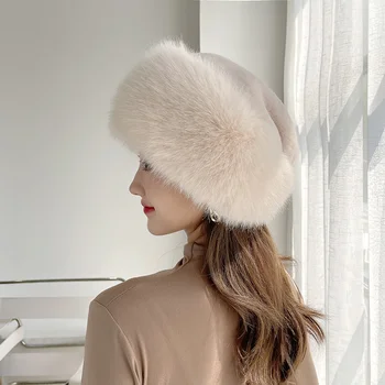 2022 Kış Moda Kürklü Faux Kürk Kadın Kız Kürk Kazak Şapka Kış Açık Bere Sıcak Şapka Rüzgar Geçirmez Güneşlik İsıtıcı Kap Yeni