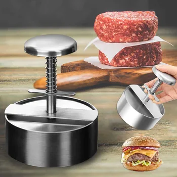304 Paslanmaz Çelik hamburger presi Burger Patty Maker Domuz Eti Burger manuel baskı Kalıp Izgara Kalbur Et Aracı