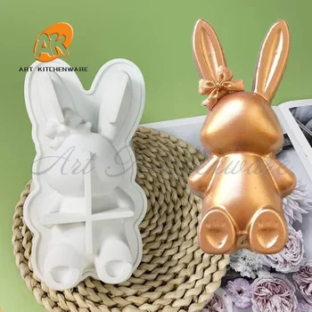 3D paskalya tavşanı / Tavşan silikon kalıp Fondan Kek Kalıp DIY Çikolata Pişirme Araçları Kalıpları Kek Dekorasyon Aksesuarları Bakeware