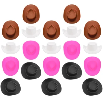 40 Adet Dıy Mini Şapkalar Kovboy Kek Oyuncak Topper Zanaat Minyatür Baskı Toppers Küçük Plastik Çizme Bardak Parti aksesuarları