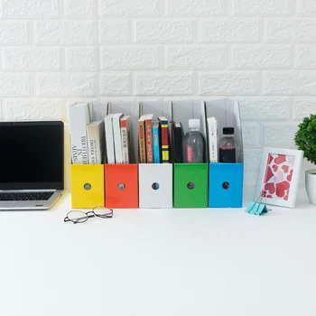 5 adet Kağıt Karton Dosya dergilik Renkli Masa Depolama Organizatör Belge Standı Raf Ev Ofis Malzemeleri için