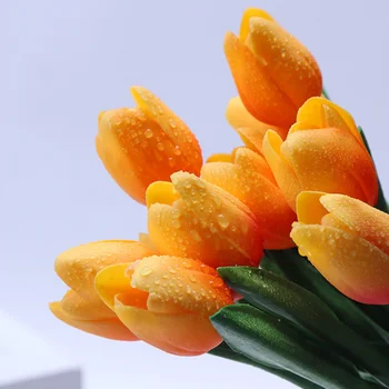 5 adet Lale PU yapay Çiçek Gerçek Dokunmatik Buket Sahte Çiçekler Düğün Dekorasyon İçin Bahar Parti DIY Ev Bahçe Malzemeleri
