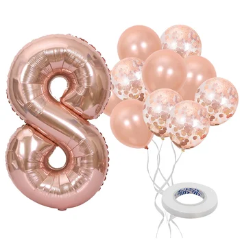 8 yaşında Bebek Doğum Günü Partisi dekorasyon balonları Seti Gül Altın Tema 1 2 3 4 5 6 7 8 9th Doğum Günü Süslemeleri Bebek Duş