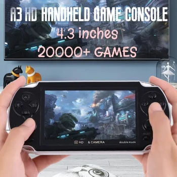 A3 Yüksek çözünürlüklü elde kullanılır oyun konsolu İle 4.3 inç PS Çift Oyuncu Desteği 2.4 G Kablosuz Kablolu Denetleyici HDMI Çıkışı