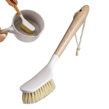 Ahşap Uzun Saplı Tava Pot Fırça Bulaşık Kase Yıkama Temizleme Fırçası Pratik Asılı Yapışmaz Yağ Mutfak Temizleme Araçları