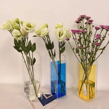 Akrilik Vazo Yaratıcı Buket Şişeleri Kurutulmuş Çiçek Düzenleme Konteyner Topraksız Teraryum Ev Yatak Odası Masaüstü Süsler