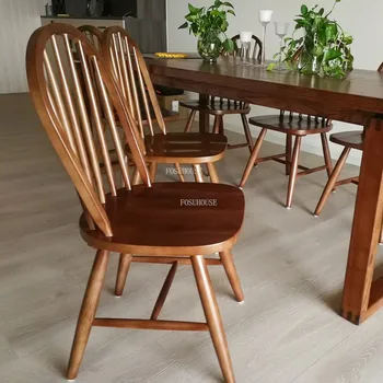Amerikan Yemek Sandalyesi Mutfak Modern Minimalist Ins katı ahşap yemek sandalyeleri Arkalığı Windsor Sandalye Kılıç Geri Tavuskuşu Sandalye