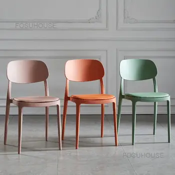 Basit Modern Oturma Odası yemek sandalyeleri İskandinav Yatak Odası Geri Kalınlaşmış Plastik Sandalye ev mobilyası Restoran Boş Sandalye