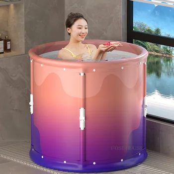 Basit Yetişkin Ev Katlanabilir Küvetler Japon tarzı Tüm Vücut Ter Buharda Banyo Varil Ücretsiz Kurulum Yuvarlak Yüzme Kovası
