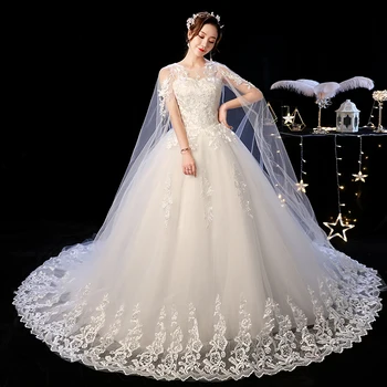 Düğün elbisesi 2023 Yeni Zarif Mahkemesi Tren Dantel Nakış Prenses Vintage düğün elbisesi Artı Boyutu Gelinlikler Custom Made
