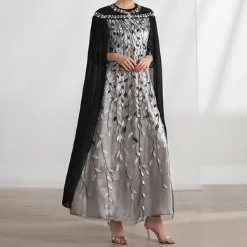 Elmas İşlemeli Dubai Türkiye Kadın Pelerin Maxi Elbise Pelerin Akşam Parti Kıyafeti Fas Kaftan Müslüman Eid Ramazan Abayas Elbise