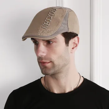 Erkek Örgü Bere Kapaklar Doruğa Ayarlanabilir Düz Şapka Yaz Rahat vizör kep Moda Vintage Nefes güneş şapkaları Newsboy Tarzı Kap