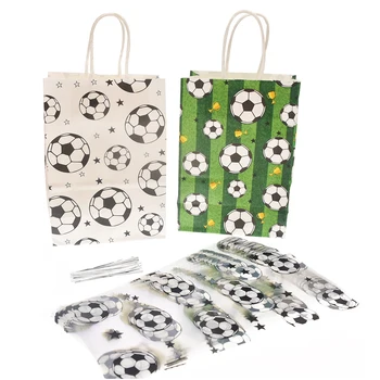 Futbol Tema Parti Iyilik Çanta bükümlü kravatlar Futbol Kağıt hediye keseleri Tedavi Şeker Torbaları Plastik Çerez Torbaları Konuk Hediyeler için