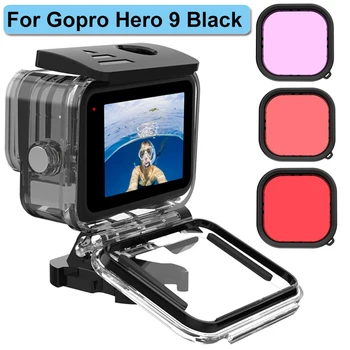 Gopro Hero için 9 Siyah su geçirmez muhafaza Durumda Dalış Filtre Lens Sualtı 50M Koruyucu Kabuk Kutusu git pro 9 Aksesuarları