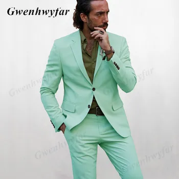 Gwenhwyfar Rahat Erkek Takım Elbise 2022 Çentik Yaka 2 düğmeli blazer Slim Fit Pantolon ile Basit Tasarım Kaliteli Erkek Ofis Takım Elbise