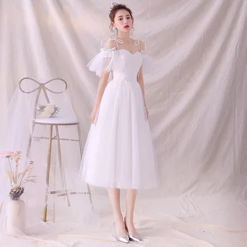 Işık düğün elbisesi Gelin Basit Beyaz İnce Elbiseler Kadınlar için Gelin Elbiseler Düğün Parti Elbise Bu10098