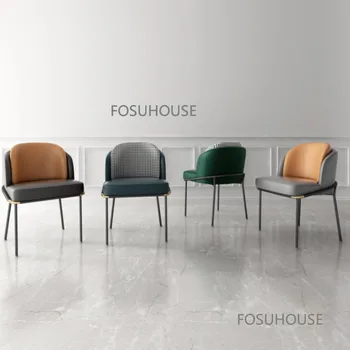 Işık lüks Modern PU deri yemek sandalyeleri tasarımcı mutfak mobilyası yemek sandalyesi yaratıcı moda kumaş soyunma sandalye CN
