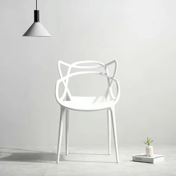 İskandinav Plastik yemek sandalyeleri Ev Eğlence Kedi sırtlı sandalye yemek odası mobilyası Yaratıcı Koltuk Modern Müzakere yemek sandalyesi