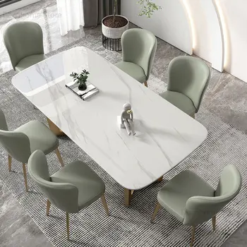 İtalyan ışık lüks parlak kayrak yemek masaları ev yemek odası mobilyası Modern Minimalist yemek masası ve sandalye kombinasyonu