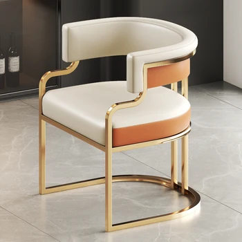 Kol dayama Altın Bacaklar yemek sandalyeleri Lüks Deri Tasarımcı Şezlong Oturma Odası Ergonomik Silla Comedor İskandinav Mobilya