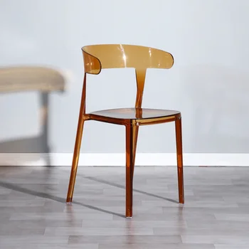 Kristal Sandalye İskandinav şeffaf Sandalye Basit Orijinal Tasarımcı Boynuz yemek masası Sandalyeleri Rahat Kavisli Sandalye Arkalığı ile