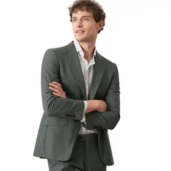 Lansboter Yeşil Yeni Erkek Takım Elbise 2 Parça Set İtalyan Rahat Slim Fit düğün elbisesi Damat İş Çalışma Seti Ceket Pantolon