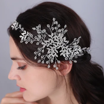 Lüks Gümüş Kristal Rhinestone Alaşım Altın Düğün Kafa Vintage Gelin Headdress Aksesuarları El Yapımı Parti Başlığı Tiara