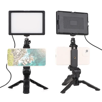 Masaüstü LED Video Aydınlatma Kiti + Ayarlanabilir Tripod Bi-Renk Sıcaklığı 3200-5600K Difüzör Renk Filtreleri Canlı Akış için