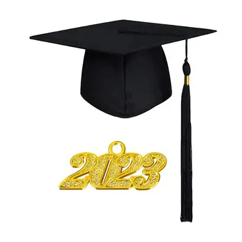 Mezuniyet Lisans Şapka Unutulmaz 2023 Yıl Püskül Kolye Düz Üst Doktora Şapka Töreni Kap Mezuniyet Öğrenci