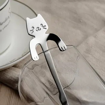 Mini Sevimli Kahve Kaşığı Tatlı Aperatif Kepçe Süt Çocuk Kaşık Sofra paslanmaz çelik kaşık Sofra Takımı mutfak gereçleri