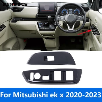 Mitsubishi ek x 2020 için 2021 2022 2023 Parlak Siyah Pencere Kaldırma Anahtarı Kapağı Trim İç Kol Dayama Çerçevesi Aksesuarları Araba Styling