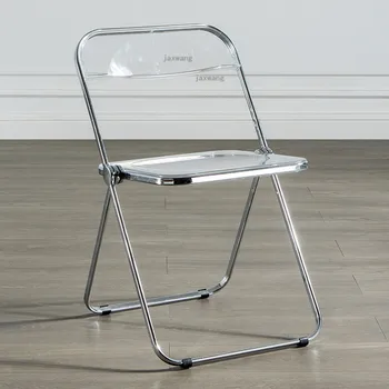 Modern Lüks Metal Akrilik yemek sandalyeleri İskandinav Şeffaf katlanır ofis koltuğu Kristal yemek sandalyesi sanat yemek odası mobilyası