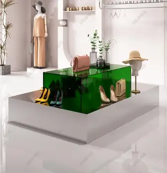 Nakashima su masası özelleştirilmiş paslanmaz çelik teşhir masası akrilik teşhir masası ayakkabı çantası yüksek ve alçak teşhir masası