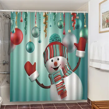 Noel Kardan Adam Duş Perdesi Ev Tasarımı Su Geçirmez Polyester Kumaş Banyo Dekor Noel Baba Perdeleri Kanca ile чторы