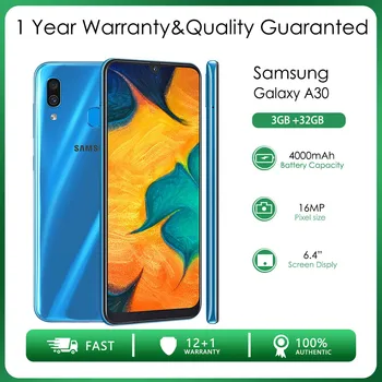 Orijinal Unlocked Samsung Galaxy A30 A305F Çift SIM 3GB RAM 32GB ROM 16MP 6.4