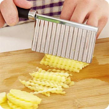 Paslanmaz Çelik Patates Cipsi Dalgalı Kesici Hamur Sebze Meyve Buruşuk Dalgalı Bıçak doğrayıcı kesici Fransız Kızartma Makinesi Mutfak Aletleri