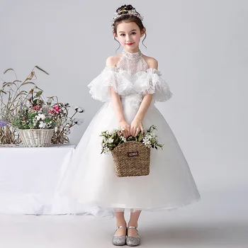 Piyano kostüm çocuk elbise prenses elbise kız kabarık doğum günü konak moda gösterisi