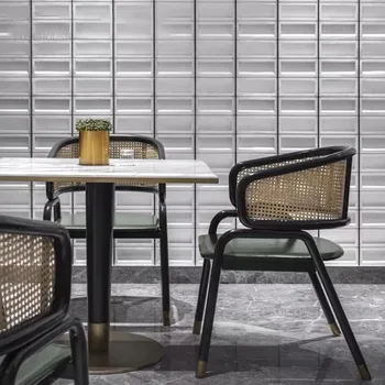Rattan katı ahşap yemek sandalyeleri Japon tarzı retro yemek odası mobilyası Tek Arkalığı Koltuk Restoran Müzakere Sandalye