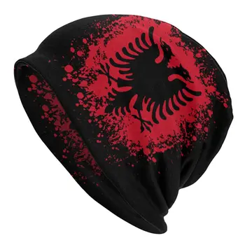 Retro Arnavutluk Bayrağı Bonnet Bere Örgü Şapkalar Erkekler Kadınlar Serin Unisex Arnavut Kartal Kış Sıcak Skullies Beanies Kap