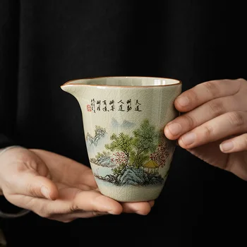 Seramik Açılış Manzara Çömlek Adil Fincan Çin Kung Fu Çay Vintage Zen Çayı Deniz Çay Fincanı Teaware Sarı Çay Töreni Malzemesi