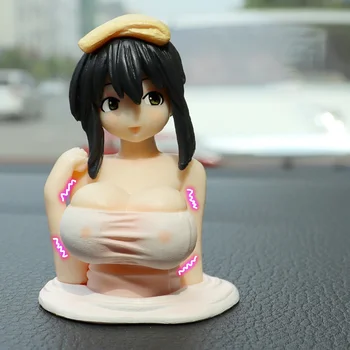 Sevimli Göğüs Sallayarak Kızlar Araba Süsler Karikatür Kawaii Anime Heykeli Araba Dashboard Seksi Bebek Heykelcik Araba Süslemeleri