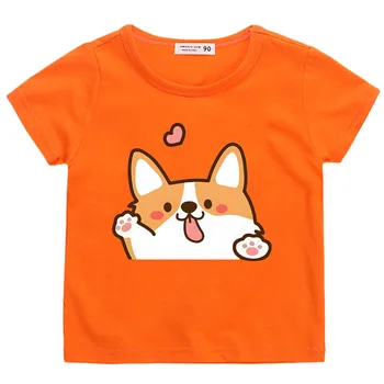 Shiba Inu T Shirt Çocuk Kawaii Köpek Baskı T-Shirt Japon Çocuk Giyim Kız Sevimli Erkek Grafik Tee %100 % Pamuk Yaz Üstleri