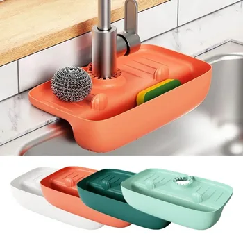 Silikon Mutfak Musluk Mat Lavabo Sıçrama Pedi Sünger Süzgeç Depolama Rafı banyo tezgahı Koruyucu şampuan sabun Kurutma Tepsisi